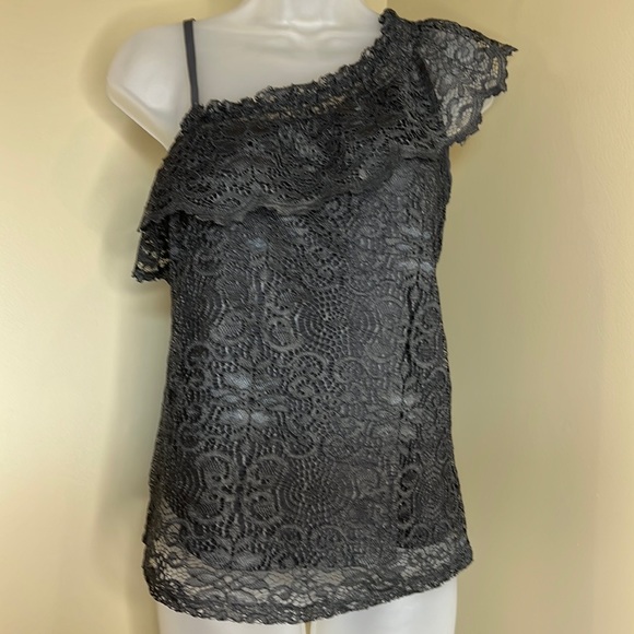Maurices One Shoulder Lace Overlayed Top Size Small - Picture 1 of 11